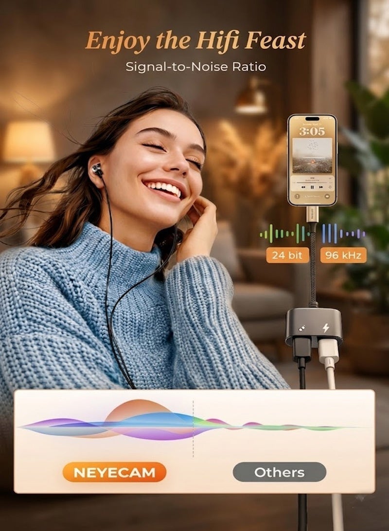 محول صوت وشحن USB-C ثنائي الوظائف (2 في 1) | مقسم سماعات رأس من Type-C إلى منفذي USB-C، ومحول شحن سريع بقوة 60 واط (PD) متوافق مع iPhone 15/16/17، وهواتف Android، والأجهزة اللوحية، وGoogle Pixel، وLG. - Image 2