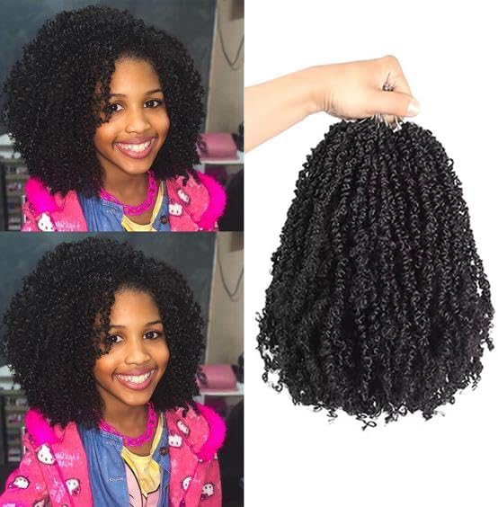 Datanala Yanky Twists Crochet Braiding Hair 12 Inch 9 Packs Micro Spring Twists Crochet Hair Prelooped Curly Crochet Braids for Women 1B 12inch