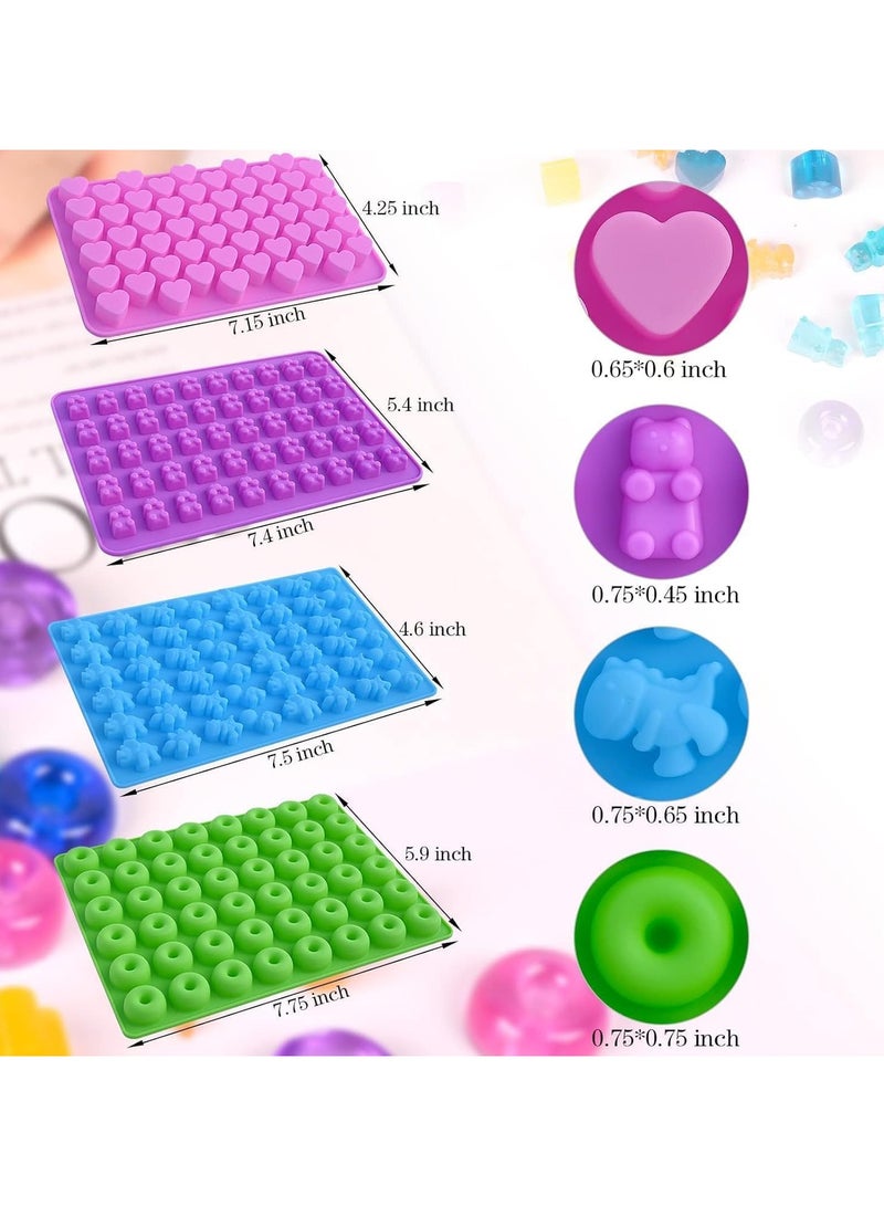4 Pcs Mini Gummy Candy Molds Silicone,Gummy Molds with 2 Droppers, Non-stick Silicone Candy Molds Including Mini Dinosaur, Bear Shape, Hearts and Mini Donut Chocolate Molds  - Image 2