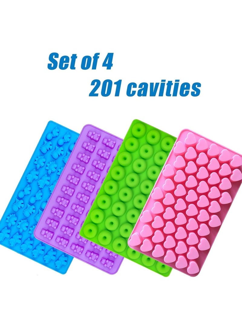 4 Pcs Mini Gummy Candy Molds Silicone,Gummy Molds with 2 Droppers, Non-stick Silicone Candy Molds Including Mini Dinosaur, Bear Shape, Hearts and Mini Donut Chocolate Molds  - Image 4