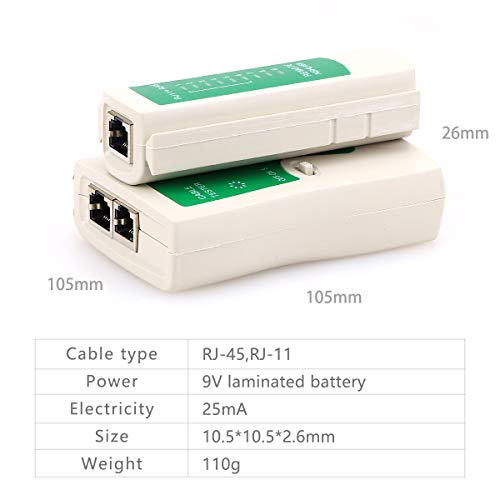 FENTICO Lan Tester FENTICO RJ45 and RJ11 Network Ethernet Internet cable Tester RJ 45 Cat5 RJ 11/12 Network Cable Tester for RJ45 RJ11 RJ12 CAT5 CAT 6 Lan Adapter Tester Without Battery - Image 4