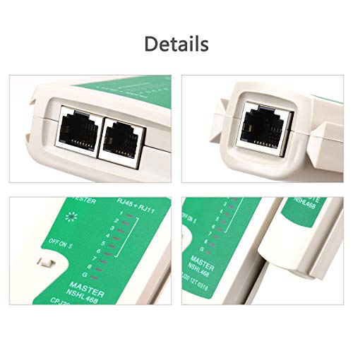 FENTICO Lan Tester FENTICO RJ45 and RJ11 Network Ethernet Internet cable Tester RJ 45 Cat5 RJ 11/12 Network Cable Tester for RJ45 RJ11 RJ12 CAT5 CAT 6 Lan Adapter Tester Without Battery - Image 3