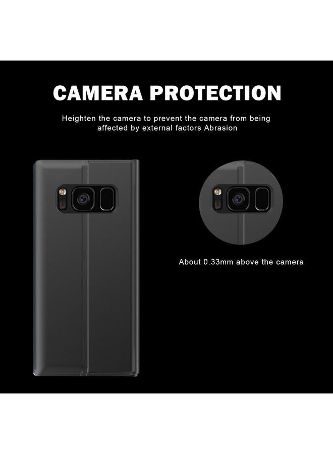 اس-توب جراب لهاتف Samsung Galaxy S8 مصنوع من الجلد مع حامل قابل للطي وملمس قماشي بسيط - Image 4