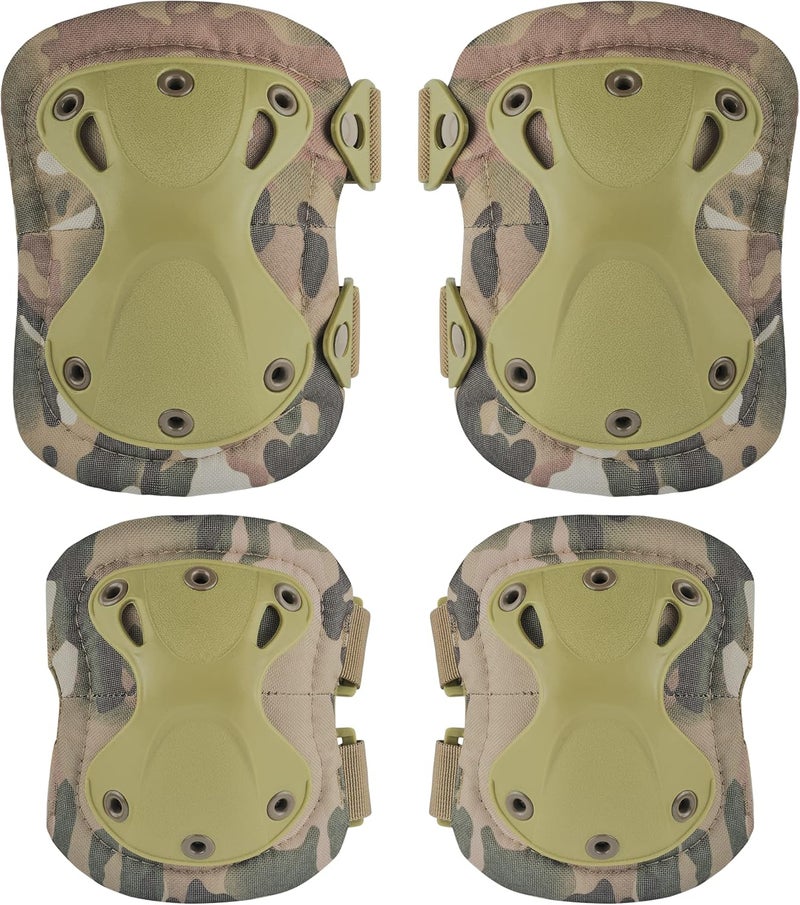 ACTIONUNION Professional Tactical Combat Knee and Elbow Protective Pads Sets Advanced Tactical Gear Set for Airsoft Paintball Hunting Army Skate Outdoor Sports… - Image 1