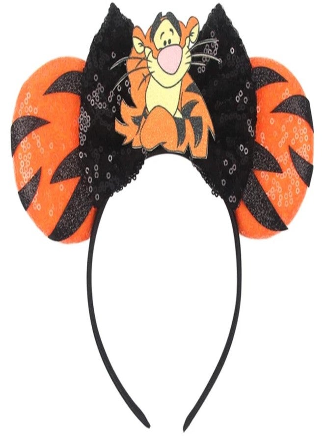 CLGIFT Princess Minnie Ears,Pick your color, Flower Minnie Ears, Floral minnie ears, Purple Sparkle Mouse Ears (Tiger)