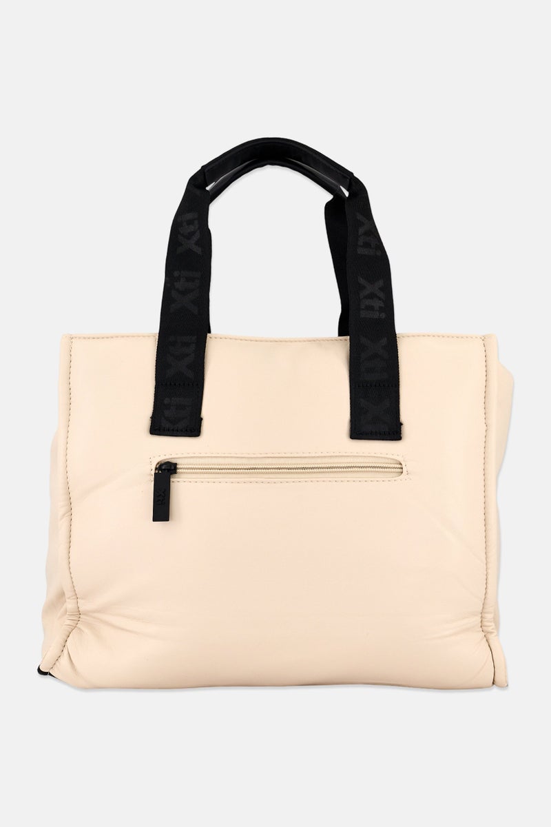 Xti Women Brand Logo Tote Bag, Beige - Image 4