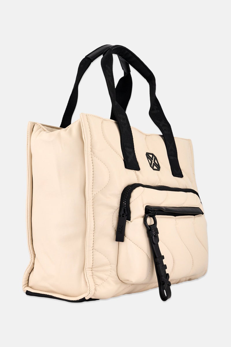 Xti Women Brand Logo Tote Bag, Beige - Image 3