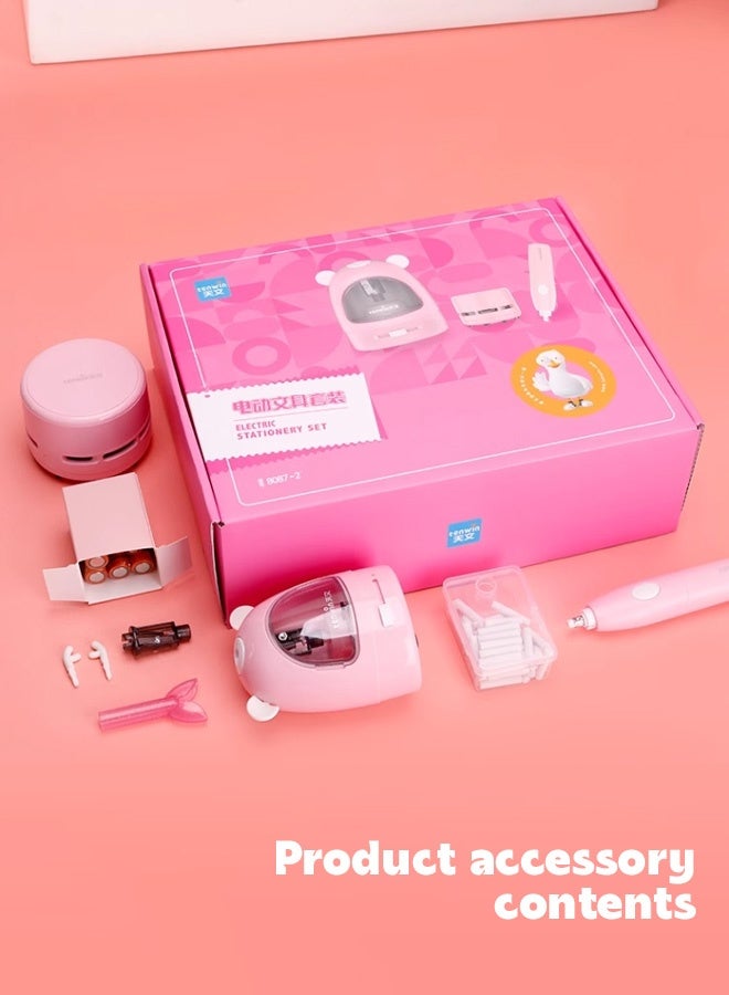 tenwin Electric Stationery Gift Set for Kids Sharpener Eraser Desktop Vacuum Cleaner Eraser Refill Pencil Replacement Insert - Image 3