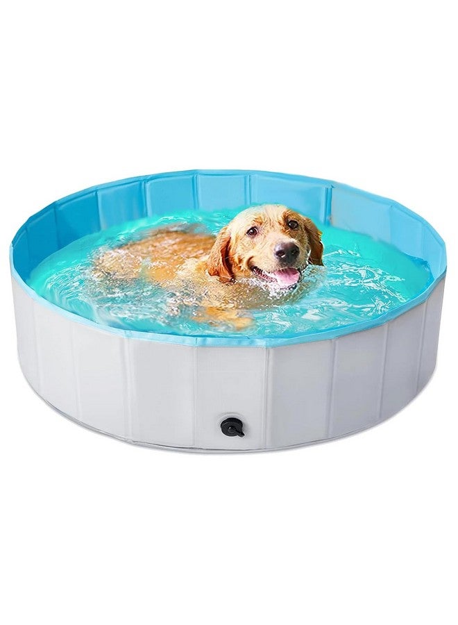 Emily Pets Foldable Dog Pool, Collapsible Hard Plastic Dog Swimming Pool, Portable Bath Tub for Pets Dogs and Cats, Pet Wading Pool for Indoor and Outdoor, 47.2 x 11.8 Inches - Image 1