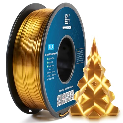 Geeetech Silk PLA Filament 1.75mm for 3D Printer, Metal-Like Shiny Consumables 1kg (2.2lbs) 1 Spool, Dimensional Accuracy +/- 0.02 mm, Metallic Gold Silk Filament - Image 1