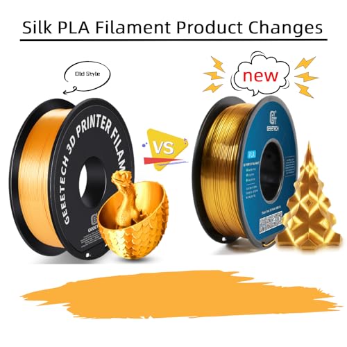 Geeetech Silk PLA Filament 1.75mm for 3D Printer, Metal-Like Shiny Consumables 1kg (2.2lbs) 1 Spool, Dimensional Accuracy +/- 0.02 mm, Metallic Gold Silk Filament - Image 5