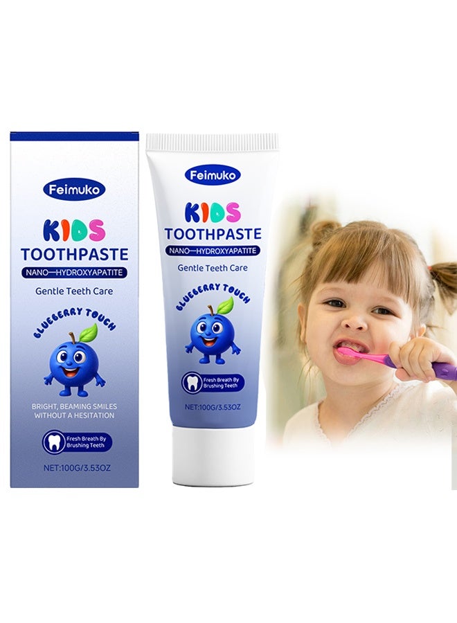 Feimuko Kids Toothpaste, Toddler Toothpaste, Nano Hydroxyapatite Toothpaste, Probiotics, Vitamins, Xylitol Tooth Paste Kids | Remineralizing | Natural | Plant-Based Foam - Image 1