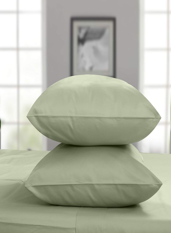 Threadmill Luxury Pillow Cases Queen | Standard Size Set of 2 | 1200 Thread Count 100% USA Supima Cotton | Soft Solid Sateen, Breathable Pillow Covers Fits Queen Pillows | Sage Green - Image 2