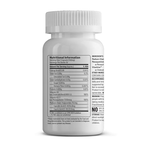 Unived Basics D3+K2 (MK-7) | Vitamin D3 600 IU & Vitamin K2-7 (MenaquinGold) 55mcg | Immunity, Heart, Muscle, & Bone Health | Plant-Based & Natural | 30 Capsules - Image 2