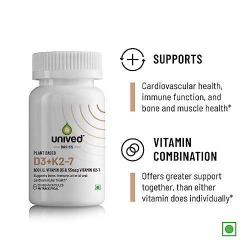 Unived Basics D3+K2 (MK-7) | Vitamin D3 600 IU & Vitamin K2-7 (MenaquinGold) 55mcg | Immunity, Heart, Muscle, & Bone Health | Plant-Based & Natural | 30 Capsules - Image 5