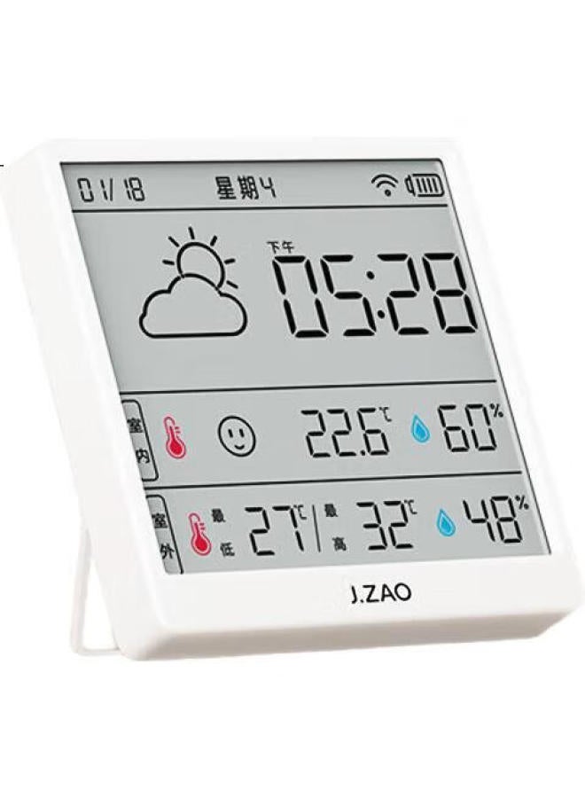 JD.com جهاز قياس درجة الحرارة والرطوبة الذكي Jd Jingzao، ساعة داخلية، طقس واي فاي، منزل ذكي، عرض رقمي، إلكتروني، يمكن لصقه أو الوقوف عليه - Image 3