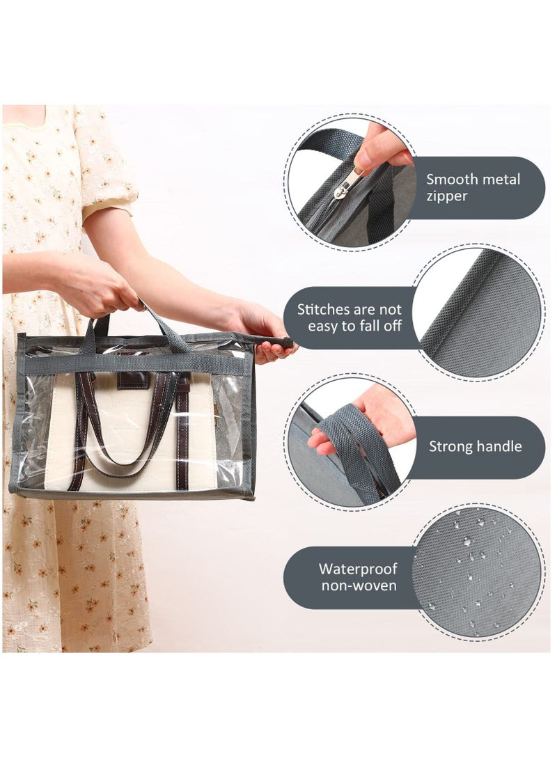 Arabest - 15 pcs Tote Dust Cover Organiser, Clear Tote Organiser with Zip and Handle, 3 Sizes, 5 Pieces of Each Size (Grey) - Image 1