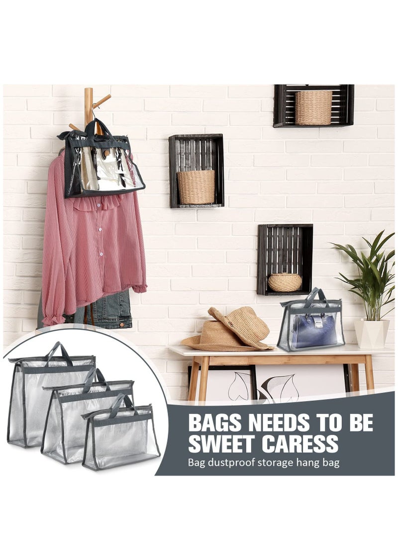 Arabest - 15 pcs Tote Dust Cover Organiser, Clear Tote Organiser with Zip and Handle, 3 Sizes, 5 Pieces of Each Size (Grey) - Image 1