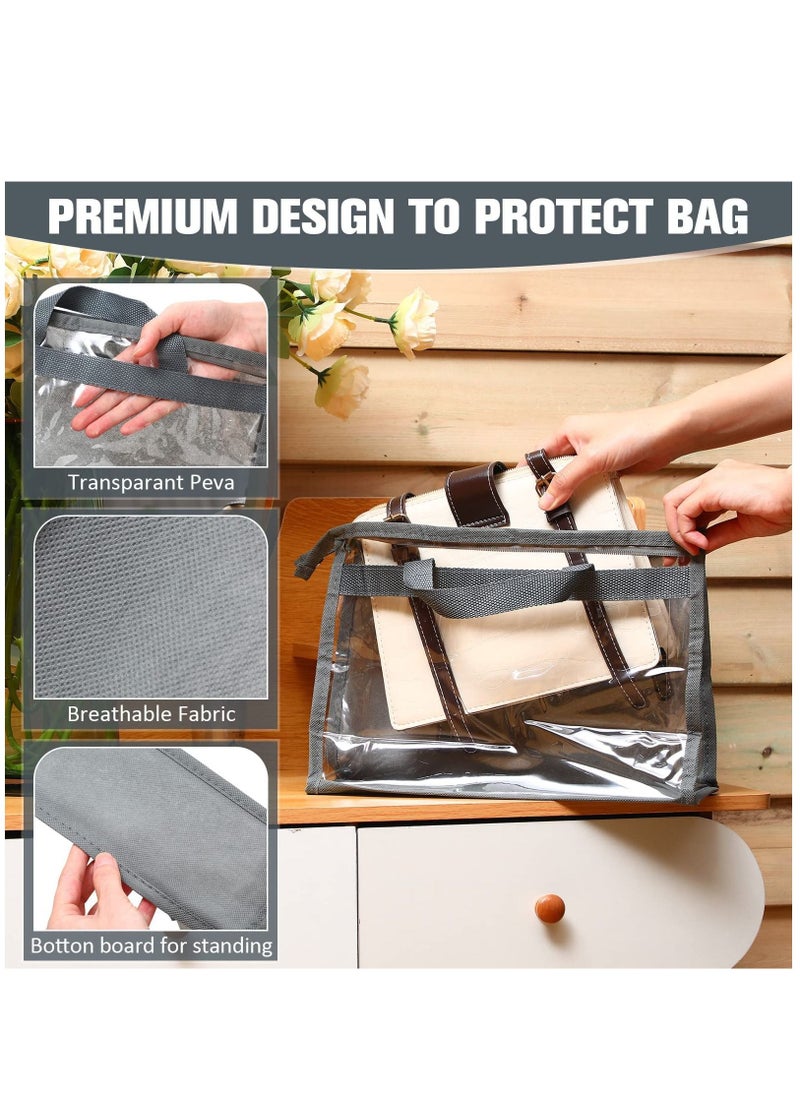 Arabest - 15 pcs Tote Dust Cover Organiser, Clear Tote Organiser with Zip and Handle, 3 Sizes, 5 Pieces of Each Size (Grey) - Image 1