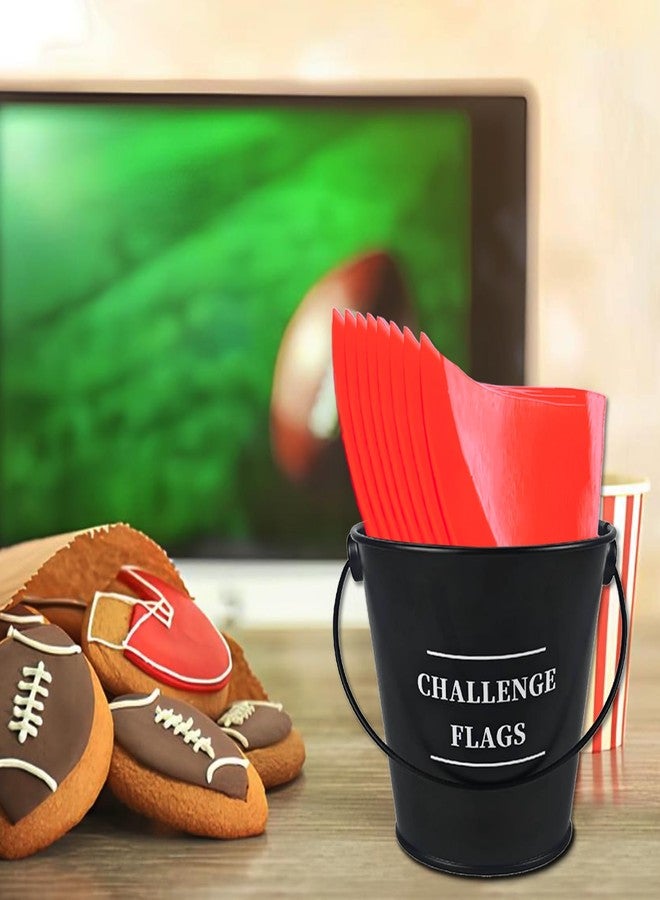 SunOutDeeal 42 Pcs Football Party Decoration Original Penalty Flags Sign Set with 2 Metal Pails and 40 napkins - Football Party Decoration Referee Challenge Flags for Sports Party Decorations - Image 4