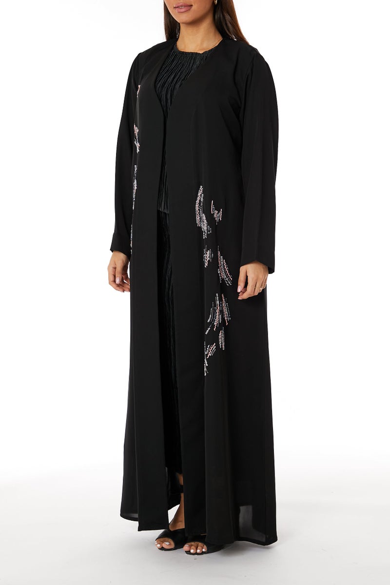 Moistreet Embroidered Flared Sleeve Abaya - Image 5