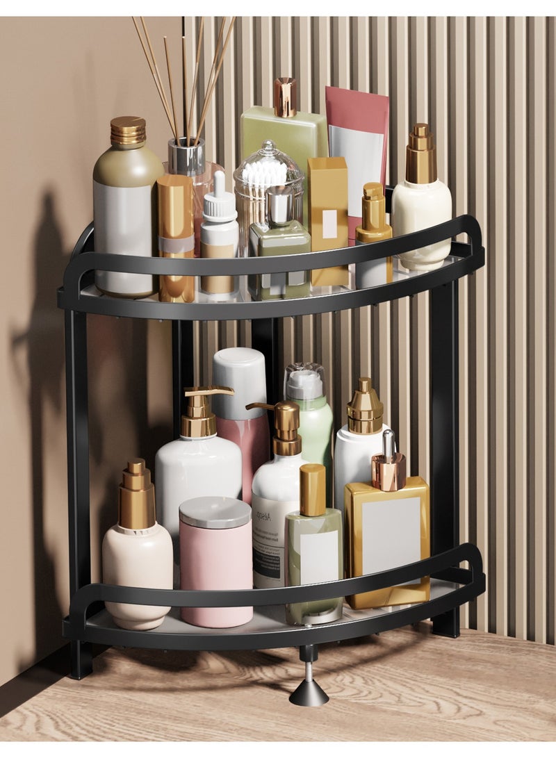 منظم مكياج للمرآة ، منظم حمامات من طابقين ورف تخزين ، مثالي لتخزين الحمام ، المرآة ، مستحضرات العناية بالبشرة الكبيرة ، العطور  ، الهدايا ، والمزيد. - Image 2