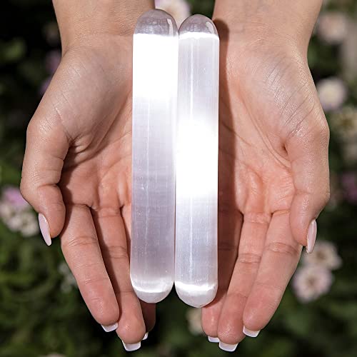 KALIFANO 2 Pack Selenite Wand with Healing & Calming Effects - High Energy Crystal Used for Cleansing and Protection (Information Card Included) - Image 2