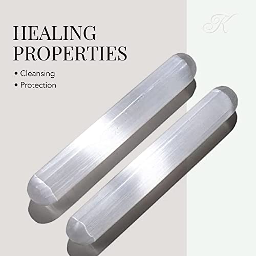KALIFANO 2 Pack Selenite Wand with Healing & Calming Effects - High Energy Crystal Used for Cleansing and Protection (Information Card Included) - Image 4
