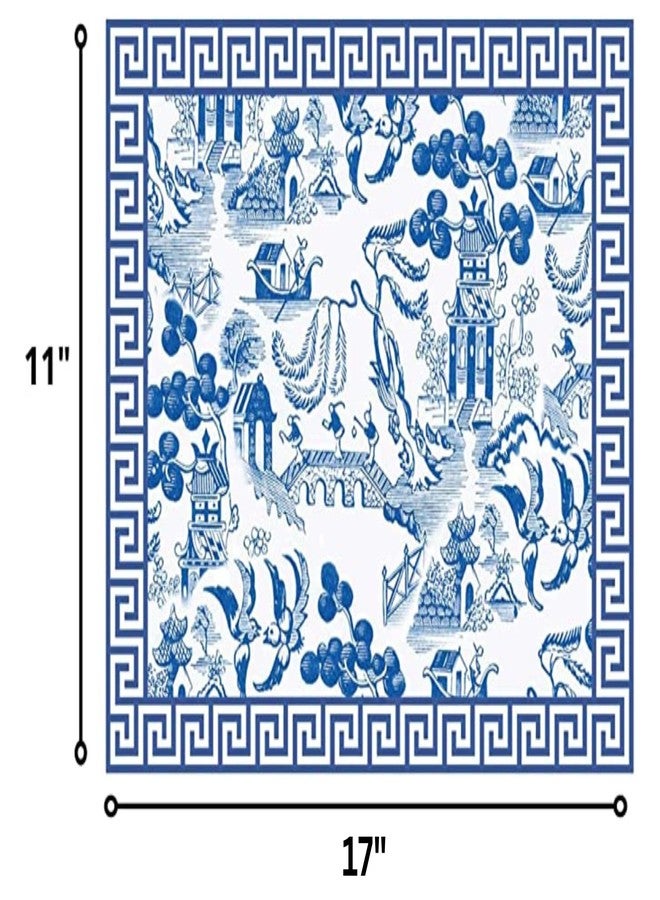 Jolitee Disposable Dining Paper Placemats 24 Pack - One Time Use, Baby Placemat for Restaurant, Dinner Table Mat for Kids & Toddlers, Tidy Travel Mat, 11" x 17" (Blue Willow Pagoda Chinoiserie China) - Image 2