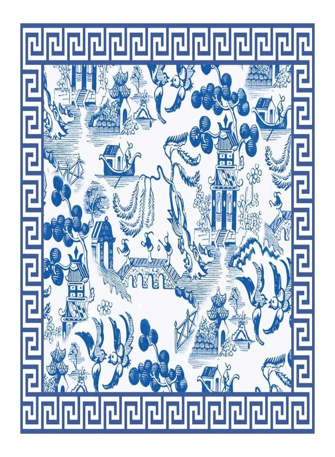 Jolitee Disposable Dining Paper Placemats 24 Pack - One Time Use, Baby Placemat for Restaurant, Dinner Table Mat for Kids & Toddlers, Tidy Travel Mat, 11" x 17" (Blue Willow Pagoda Chinoiserie China) - Image 1
