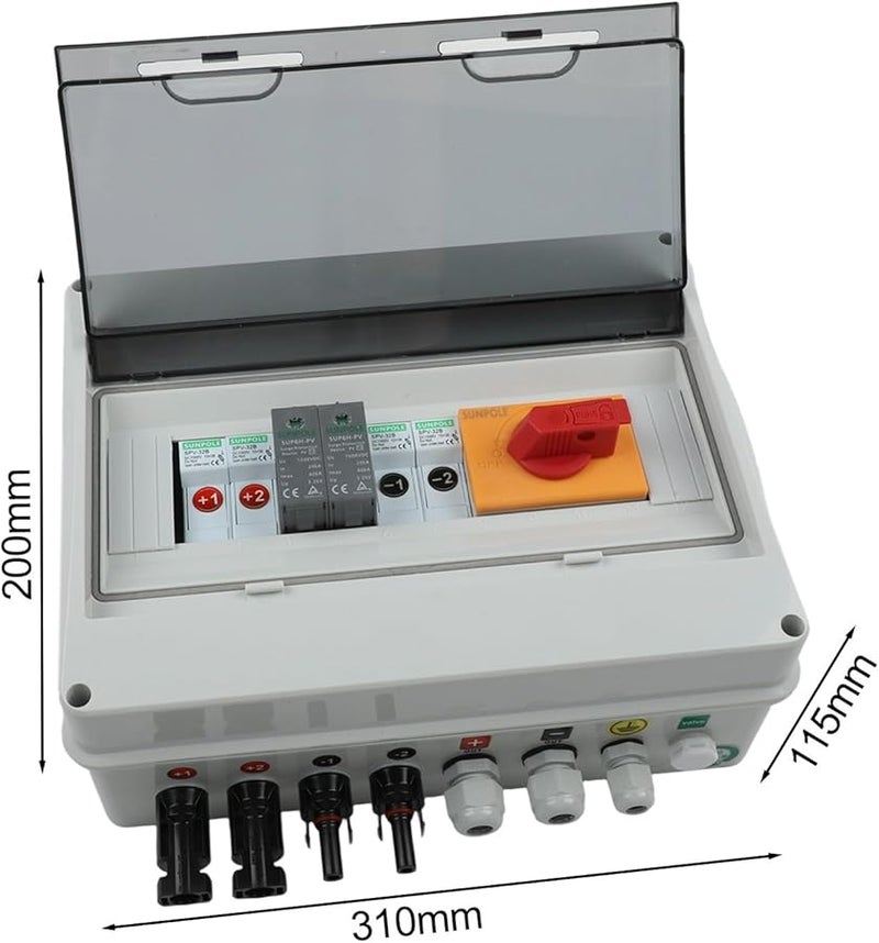 IP65 Waterproof 1000V 2 In 1 Out PV Combiner Box For Solar Photovoltaic Array - Image 5