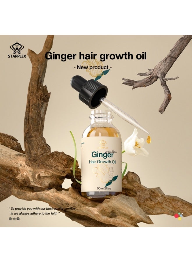 STARPLEX Ginger Anti Hair Loss Hair Oil 60ml, Nourish Follicles Strengthen Roots, Improve Receding Hairline, Soothe Scalp Reduce Hair Fall, Suitable for Men & Women - Image 1