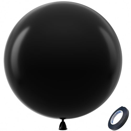 Bezente Black Giant Balloons 36 Inch 8 Pack Jumbo Large Round Latex Balloon for Photo Shoot Birthday Graduation Bridal Shower Gender Reveal Halloween Party Decorations - Image 1