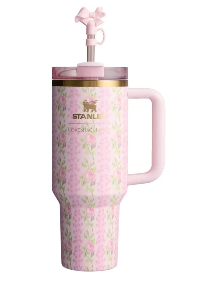Stanley X LoveShackFancy Quencher | 40 OZ | Authentic & Exclusive Water Bottle Cup | Perfect Gift For Her | Blooming Heirloom - Image 1