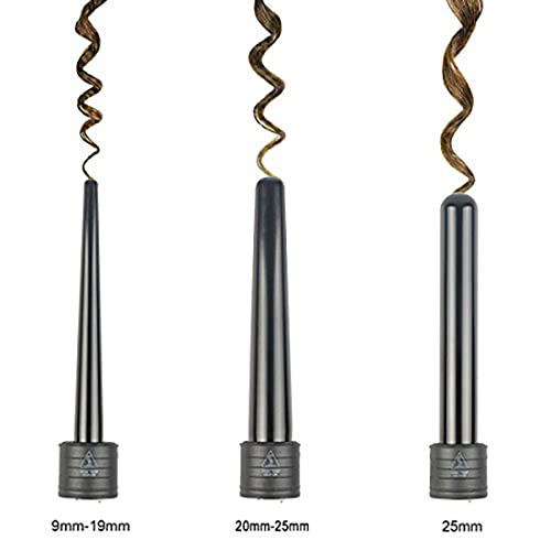iMissiu Tourmaline 3 in 1 Curling Wand Set with 3 Interchangeable Curling Iron Ceramic Barrels with Heat Resistant Glove – Black - Image 2