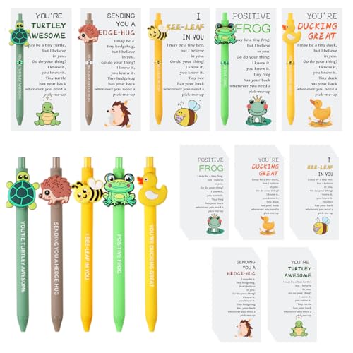 BHHQHH 30 Sets Employee Appreciation Gifts Bulk Funny Animal Thank You Ballpoint Pens with Motivational Cards Inspirational Gifts for Coworkers Teacher Team Staff - Image 1