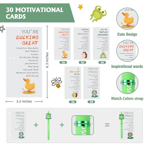 BHHQHH 30 Sets Employee Appreciation Gifts Bulk Funny Animal Thank You Ballpoint Pens with Motivational Cards Inspirational Gifts for Coworkers Teacher Team Staff - Image 3