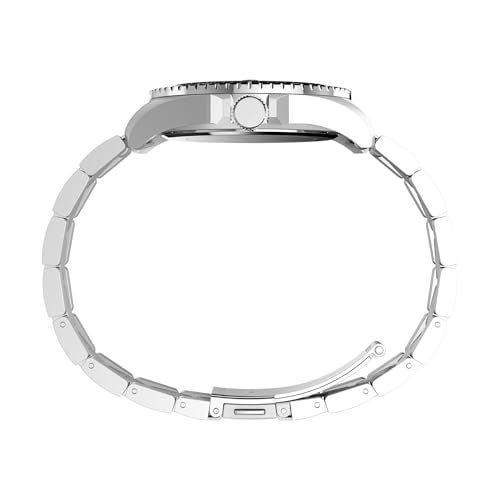 TIMEX ساعة تيمكس للرجال مستوحاة من الغوص 42 مم - سوار بلون فضي بقرص أسود وحالة فضية - Image 2