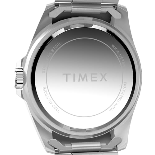 TIMEX ساعة تيمكس للرجال مستوحاة من الغوص 42 مم - سوار بلون فضي بقرص أسود وحالة فضية - Image 4