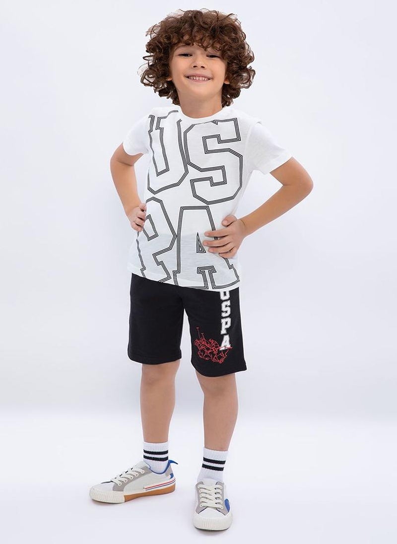 U.S. Polo Assn. U.S. Polo Assn. Boys White/Black Bermuda Set  - Image 2