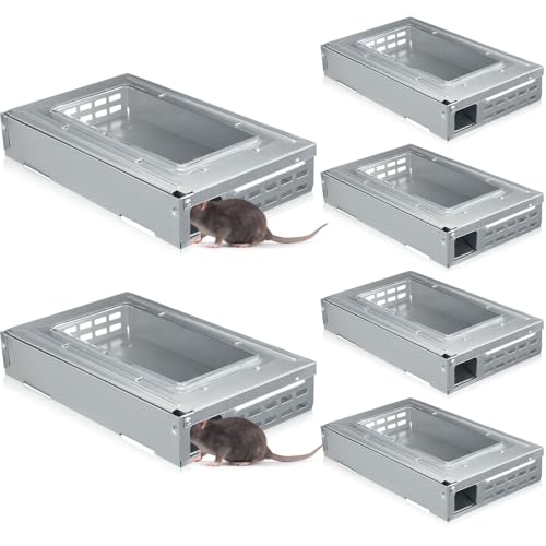 Qualirey 8 Pack Multi Catch Mice Trap Clear Top Humanized Mouse Trap Rodent for Indoor Outdoor Rat Control Pet and Security (6.3 Inch,Silver) - Image 1