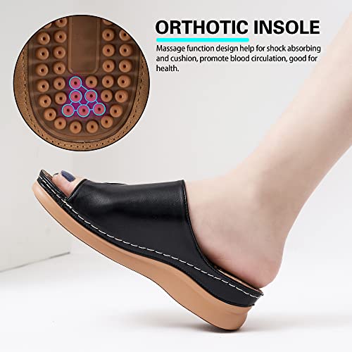 Aomigoct Sandals for Women Wedge Shoes: Comfortable Orthopedic Sandals Womens Dressy Summer Flip Flops Casual Walking Wedges - Image 4