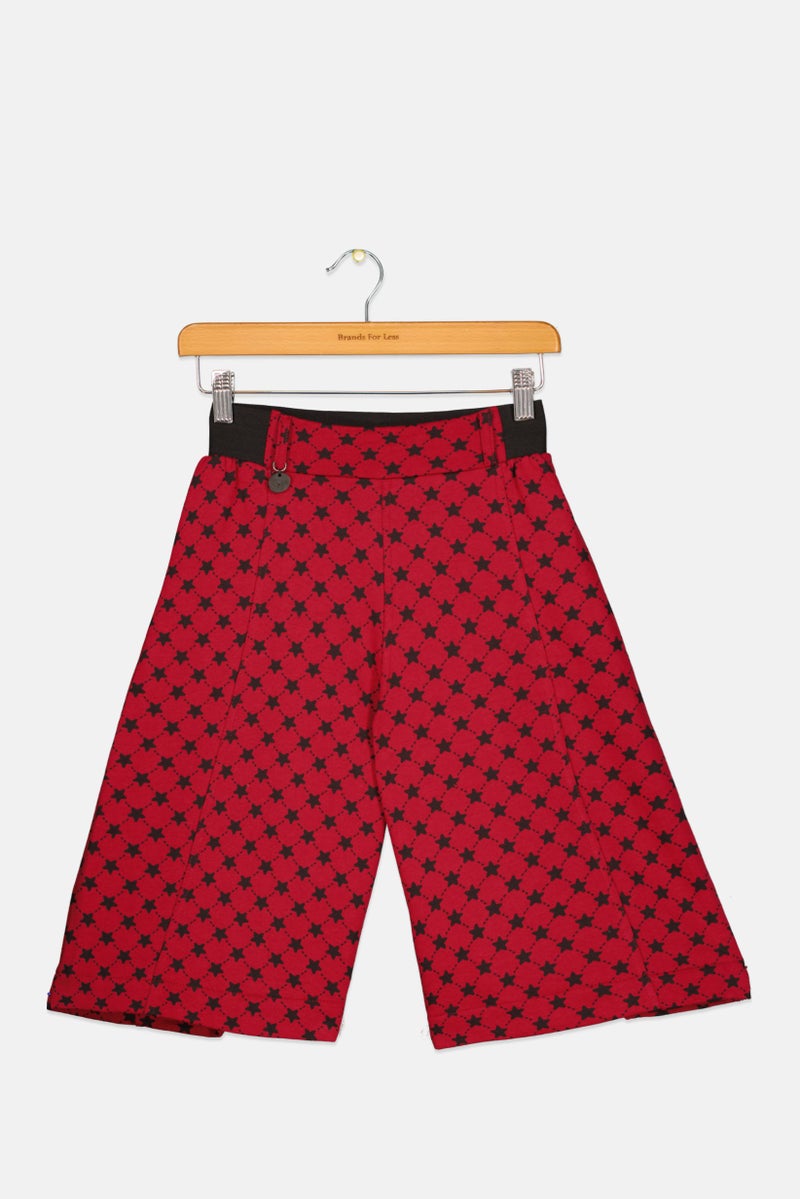 Overkids Kids Girl Star Print Bermuda Shorts, Red  - Image 1