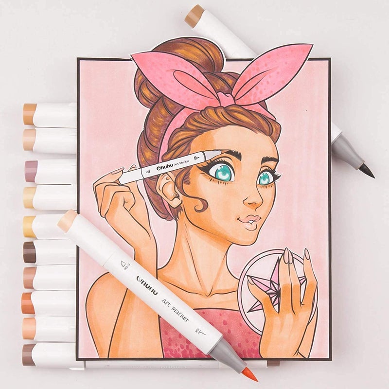 Ohuhu Brush Markers Skin Tone - 36 Portrait Skin Colors Double Tipped Art Marker Set for Artist Adults Coloring Illustration- Refillable- Brush & Fine Dual Tips- Honolulu B of Ohuhu Markers - Image 5