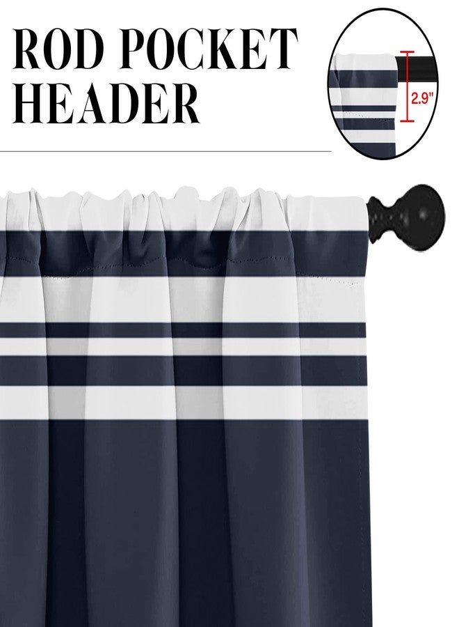Tayney Navy Blue Kitchen Window Curtains Valance and Tier Set 36 Inch, Striped Abstract Rod Pocket Short Tier Curtain for Bathroom, Modern Small Cafe Drapes for Kitchen Decor - Image 5