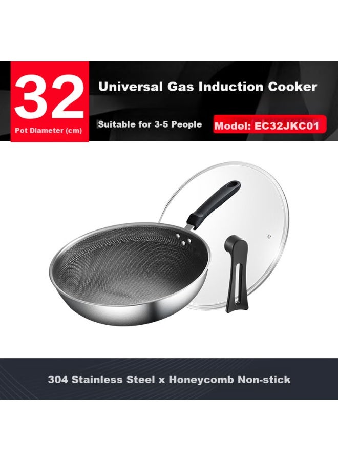 Supor Stainless Steel Honeycomb Non-stick Wok 32cm Frying Pan Compatible With Gas And Induction Stoves Ec32jkc01 - Image 2