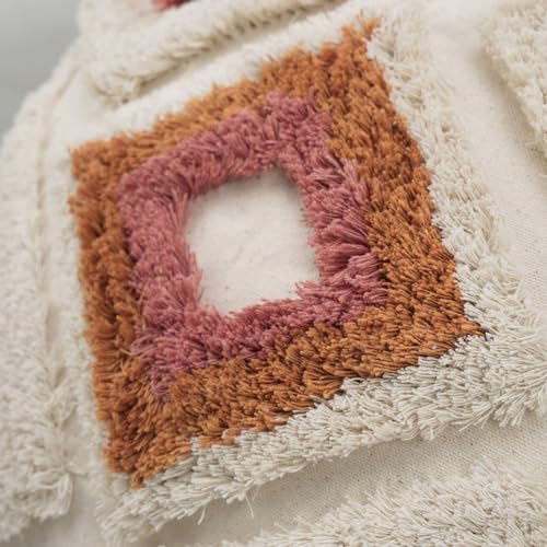 Merrycolor Boho Throw Pillow Covers 18x18 with Tassels Decorative Pillow Covers Woven Tufted Bohemian Pillow Covers for Couch Sofa Bedroom Living Room - Image 3
