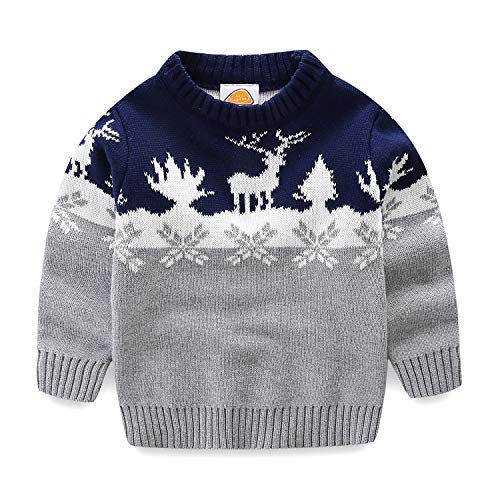 Mud Kingdom Toddler Boy Sweater Christmas Gray Reindeer 3T Cute - Image 1