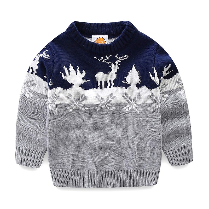 Mud Kingdom Toddler Boy Sweater Christmas Gray Reindeer 3T Cute - Image 2