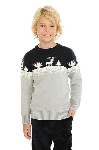 Mud Kingdom Toddler Boy Sweater Christmas Gray Reindeer 3T Cute - Image 3